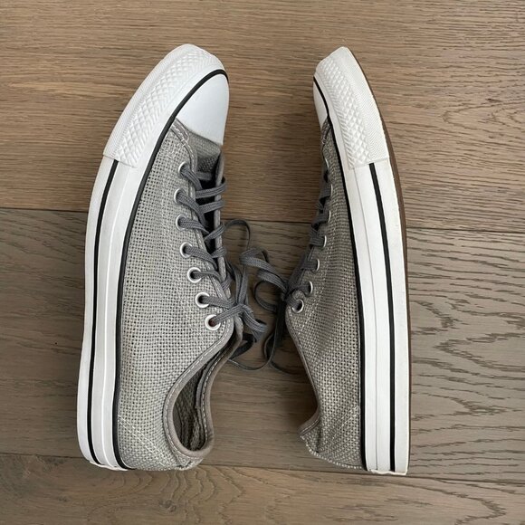 Converse All Star Casual Lo Cut Lace Up Textile Sneakers Grey + White Sz 8.5M - Picture 5 of 12